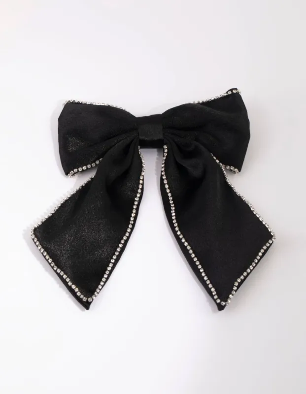 Black Diamante Bow Clip sold by lovisa