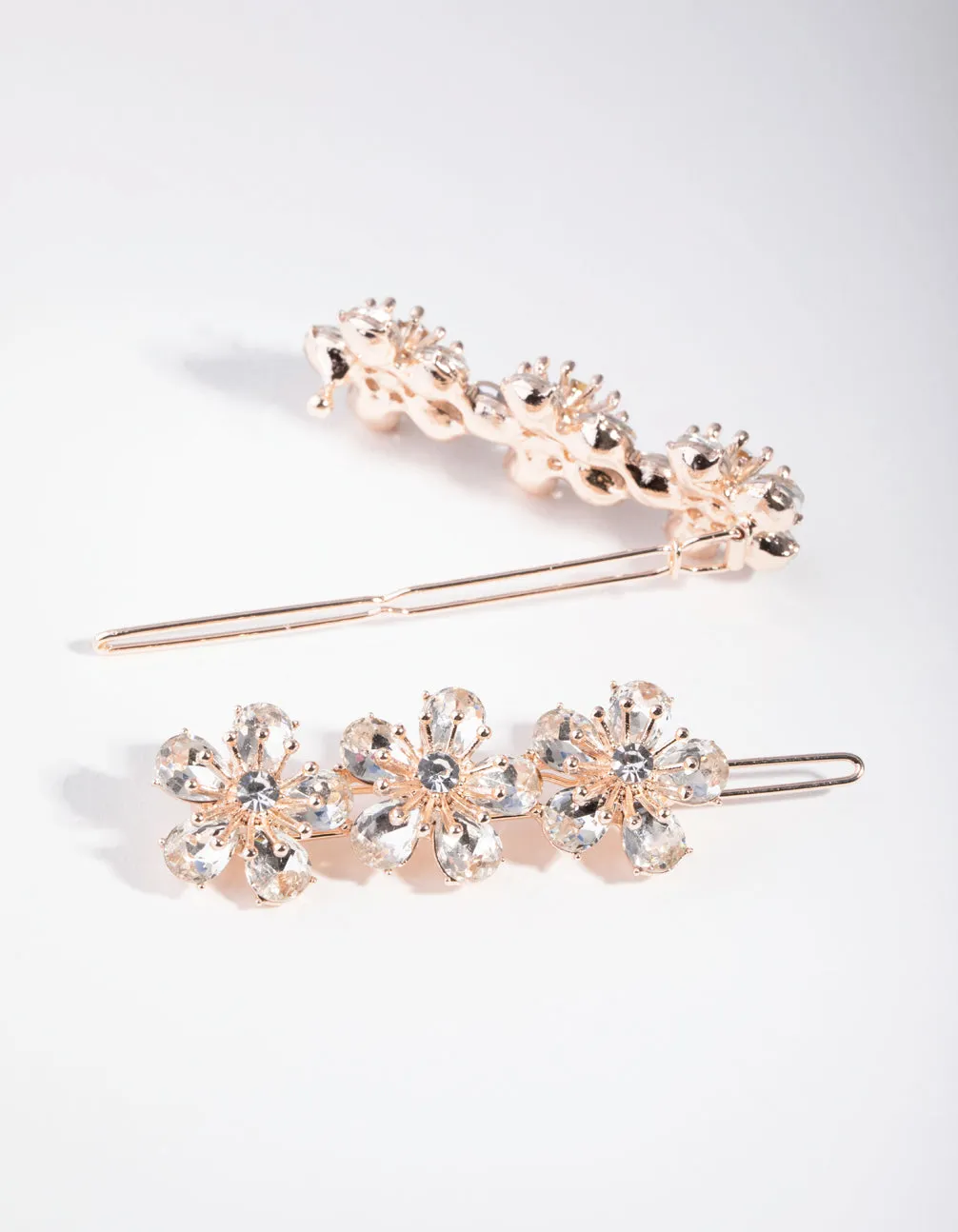 Rose Gold Diamante Trio Flower Pack Clip sold by lovisa product image thumbnail 3