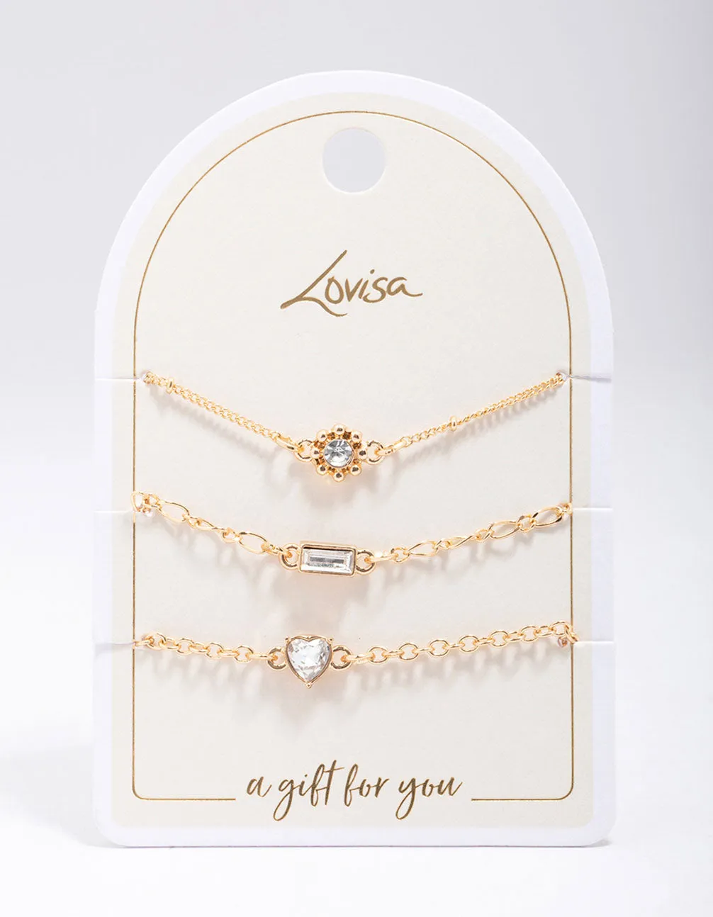 Gold Mixed Stone Diamante Bracelet 3-Pack sold by lovisa product image thumbnail 2