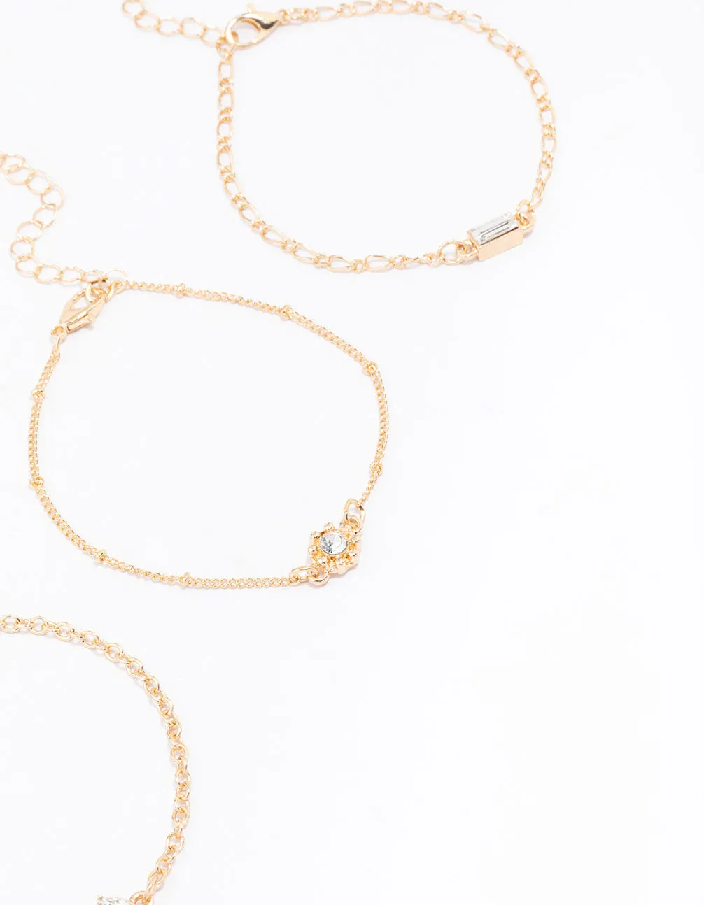 Gold Mixed Stone Diamante Bracelet 3-Pack sold by lovisa