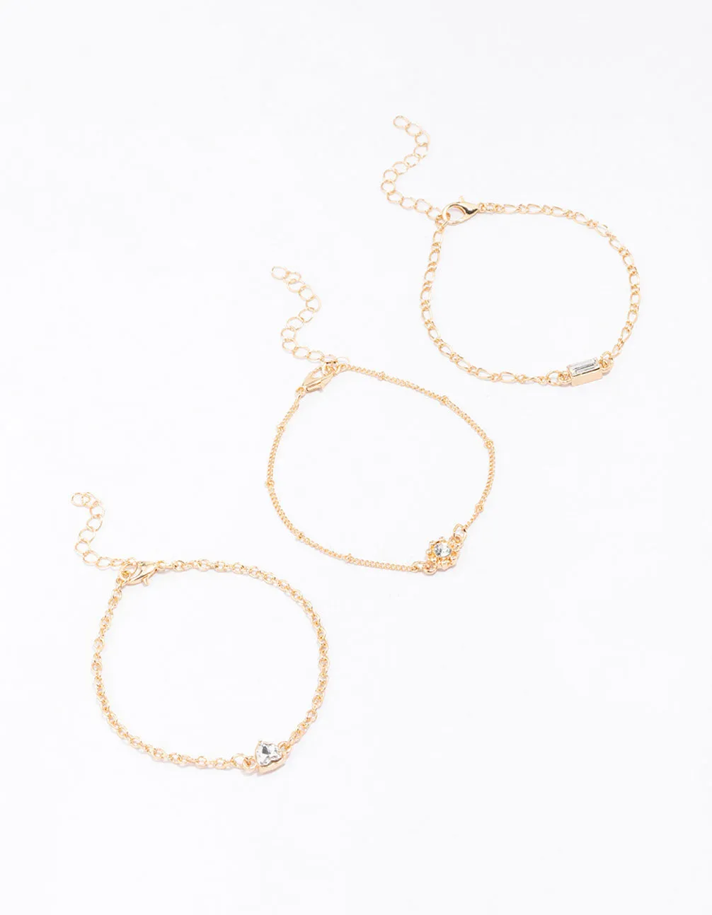 Gold Mixed Stone Diamante Bracelet 3-Pack sold by lovisa product image thumbnail 3