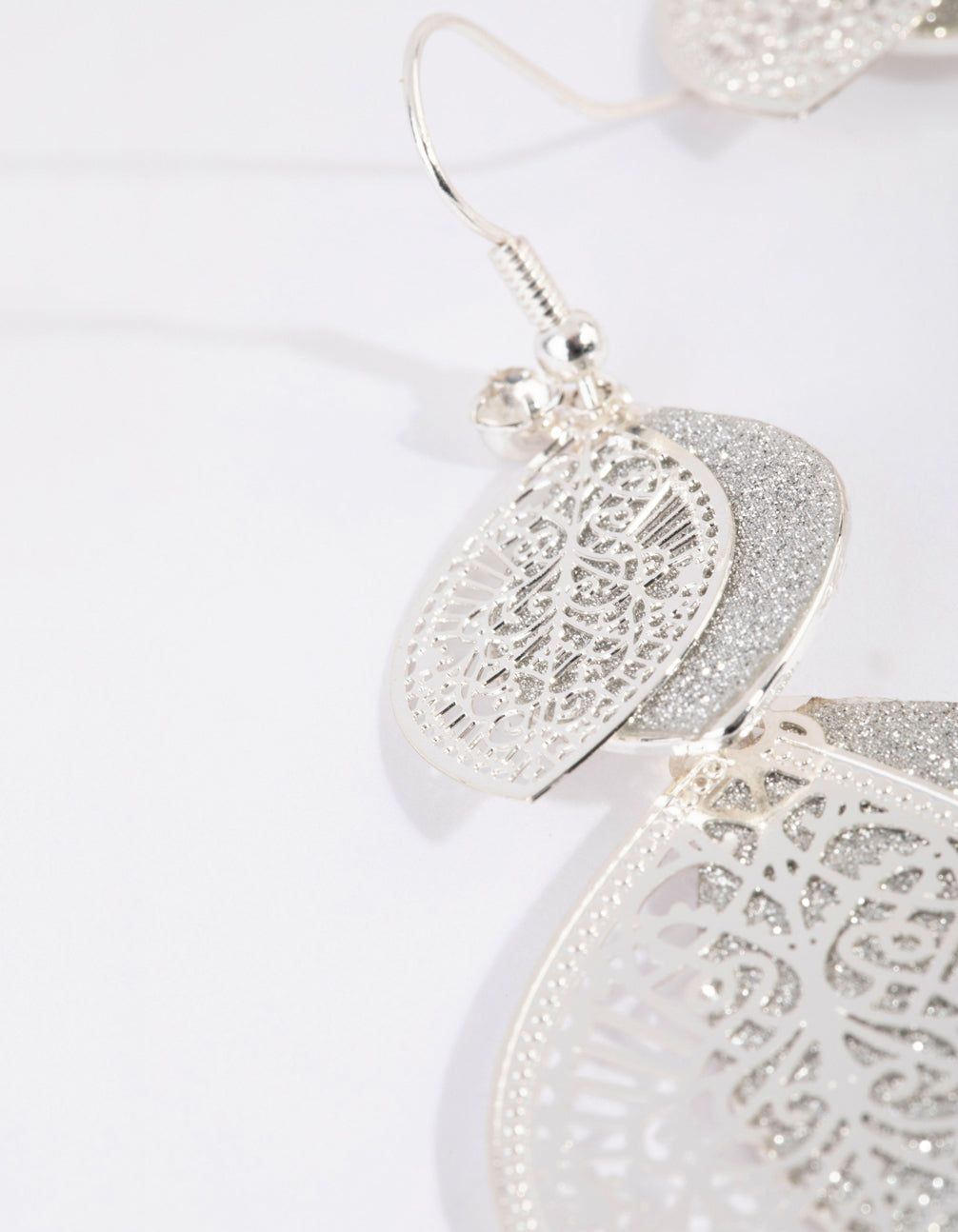 Silver Glitter Leaf Earrings sold by lovisa product image thumbnail 3