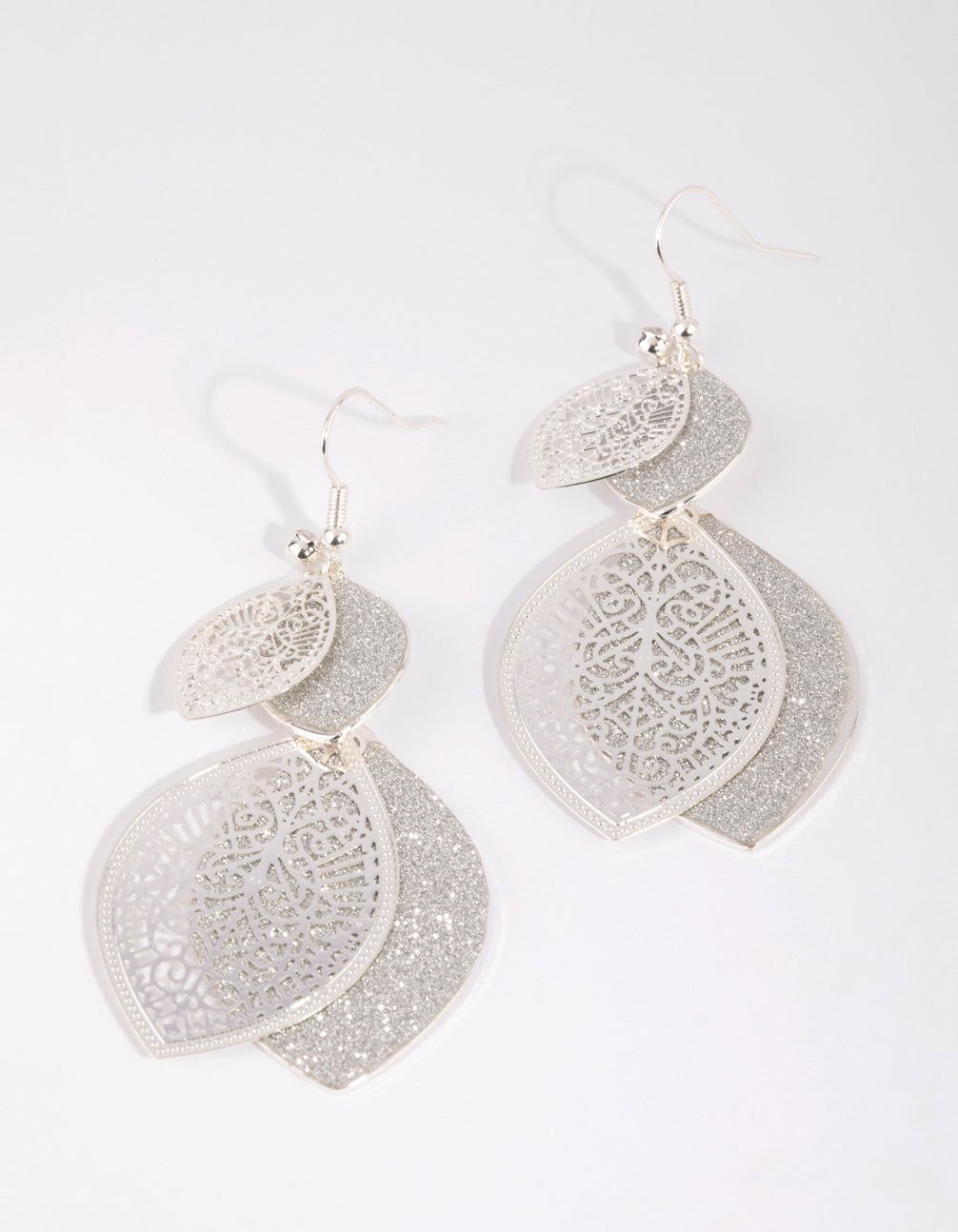 Silver Glitter Leaf Earrings sold by lovisa product image thumbnail 2