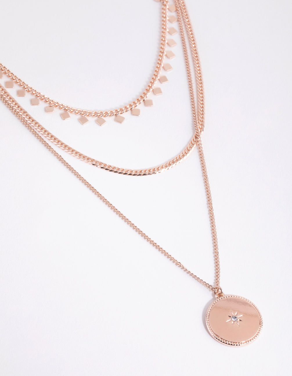 Rose Gold Star Disc Layered Necklace sold by lovisa
