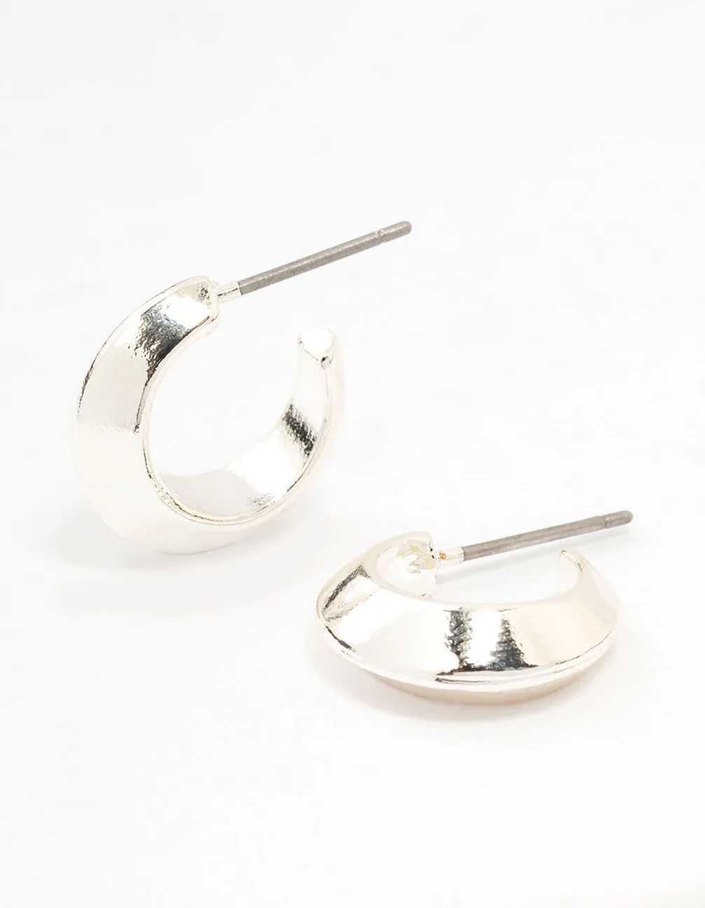 Silver Pointed Huggie Earrings sold by lovisa