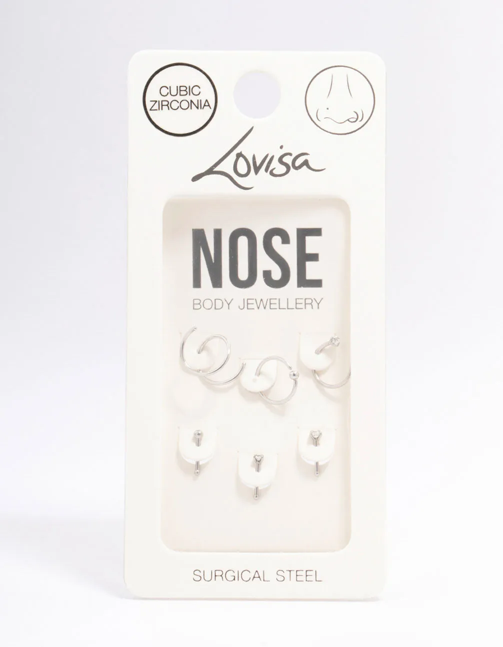 Surgical Steel Twisted Cubic Zirconia Nose Piercing 6-Pack sold by lovisa product image thumbnail 3