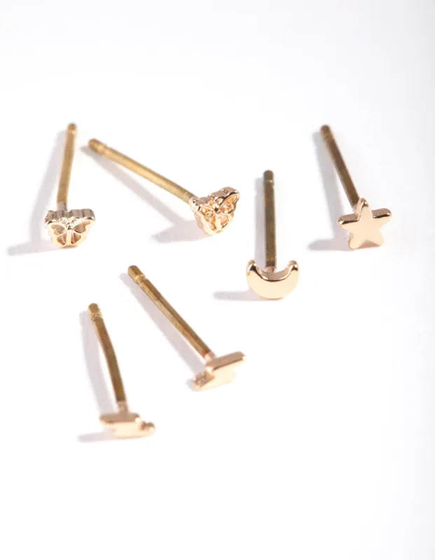 Gold Mixed Micro Motif Earrings sold by lovisa