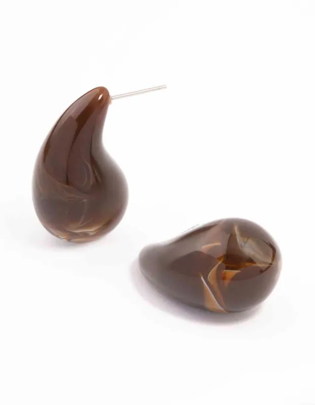 Brown Marble Bubble Drop Earrings sold by lovisa