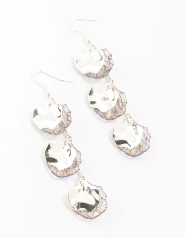 Gold Holographic Petal Bar Drop Earrings sold by lovisa