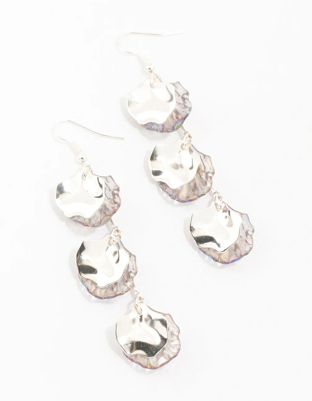 Gold Holographic Petal Bar Drop Earrings sold by lovisa