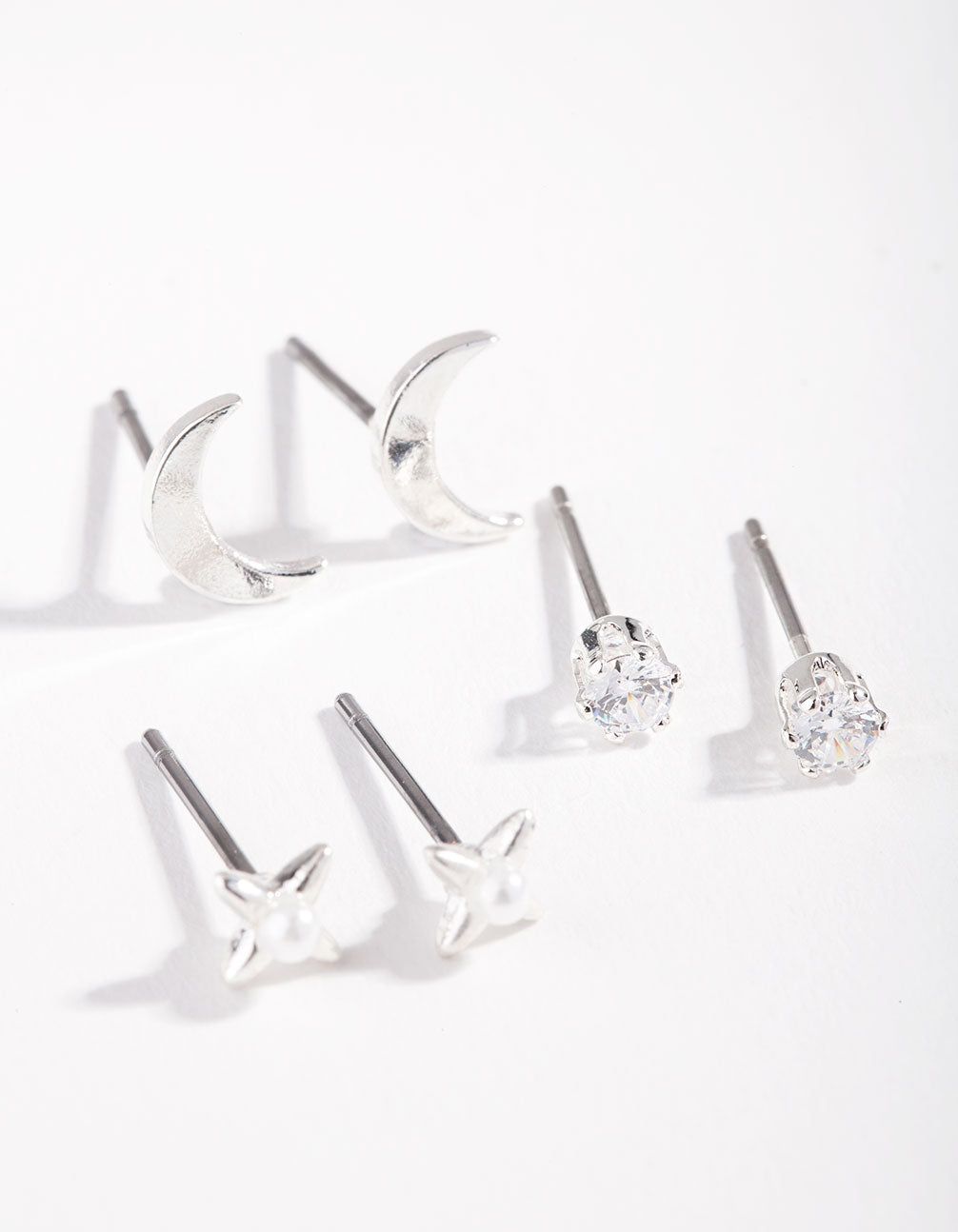 Silver Crescent Moon Pearl Micro Ear Stacker sold by lovisa