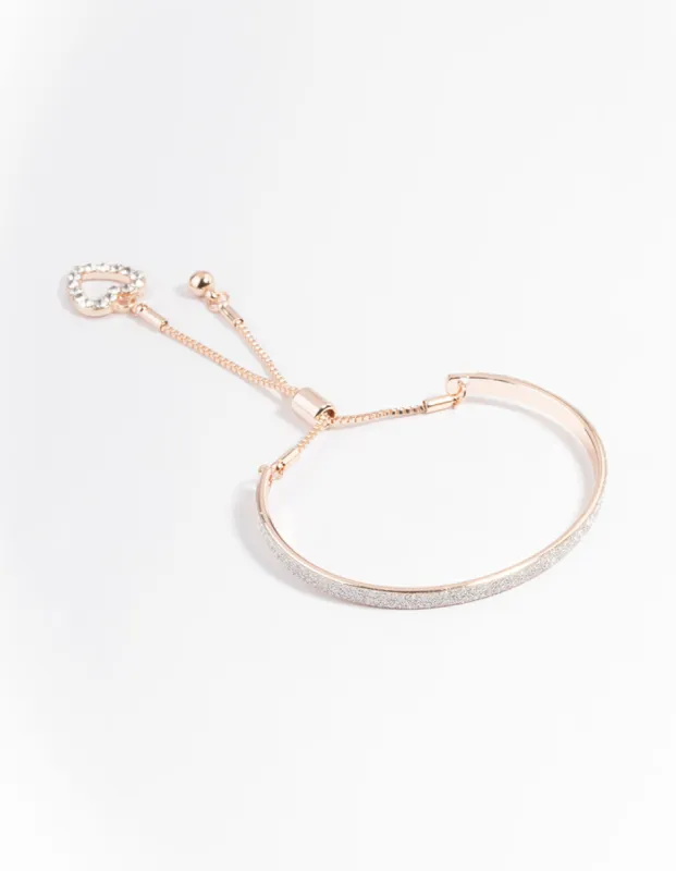 Rose Gold Glitter Bangle with Toggle Bracelet sold by lovisa