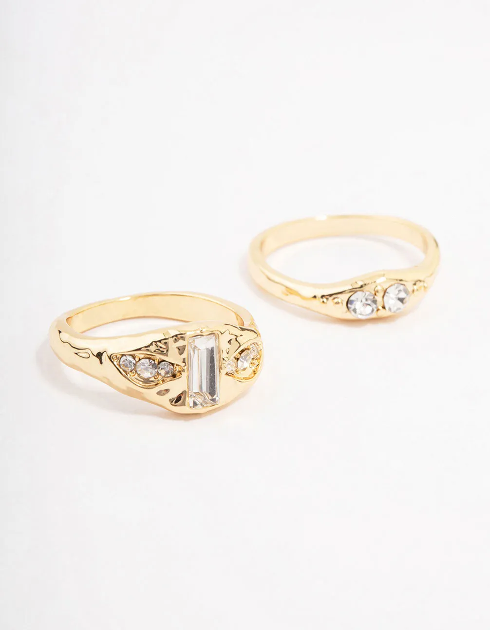 Gold Plated Baguette Signet Stacking Ring Pack sold by lovisa