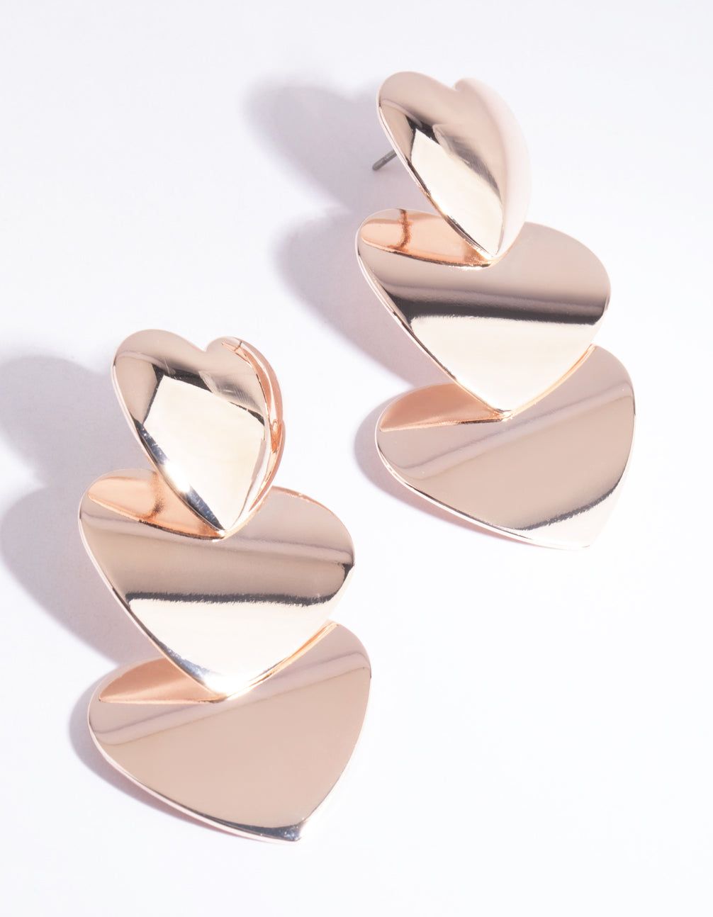 Rose Gold Heart Drop Earrings sold by lovisa