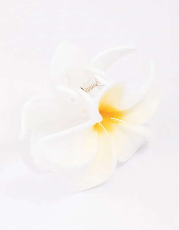 White Frangipani Flower Hair Claw Clip sold by lovisa