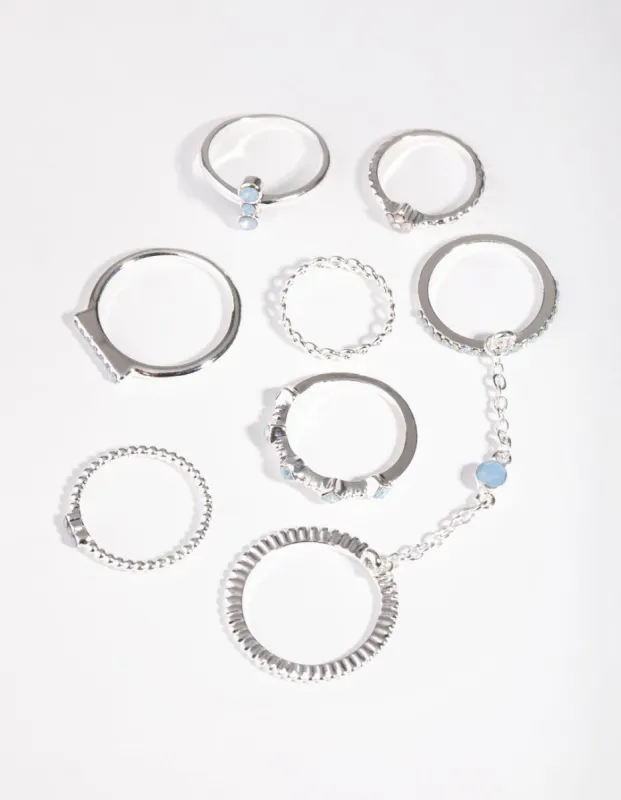 Silver Diamond Stone Rings 10-Pack sold by lovisa