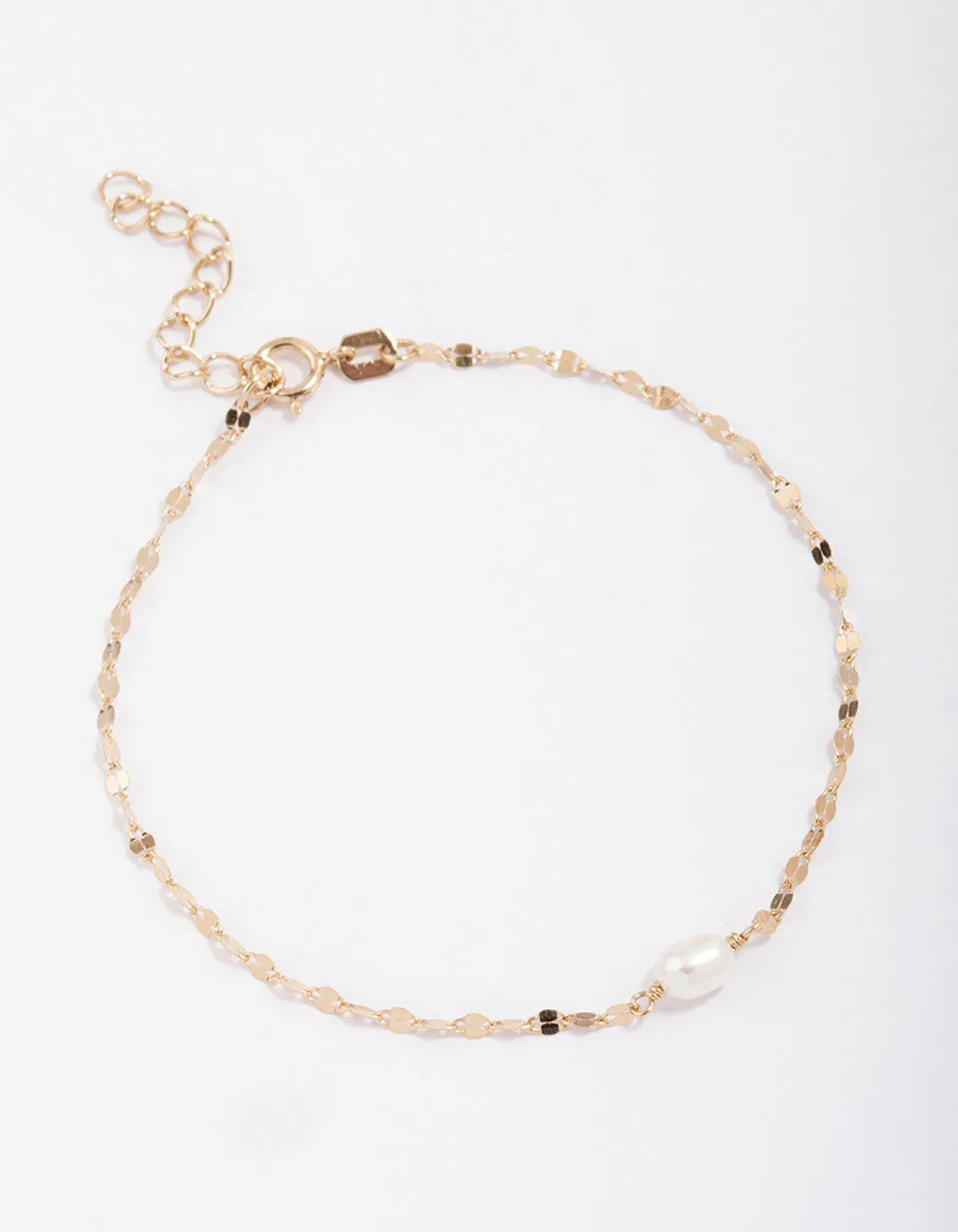 Gold Plated Sterling SIlver Freshwater Pearl Chain Bracelet sold by lovisa