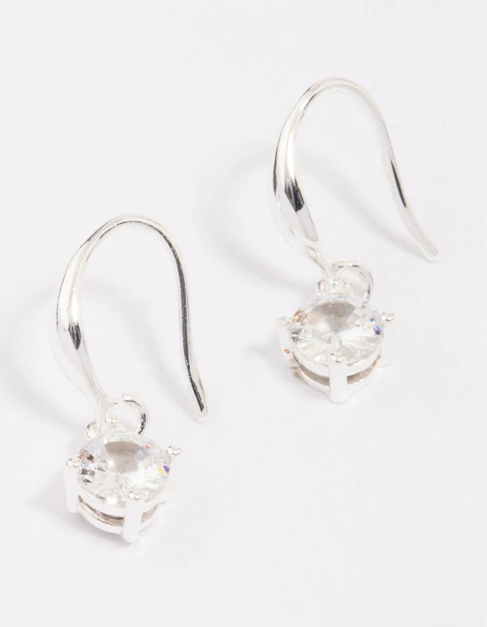 Silver Plated Cubic Zirconia Solitaire Hook Earrings sold by lovisa
