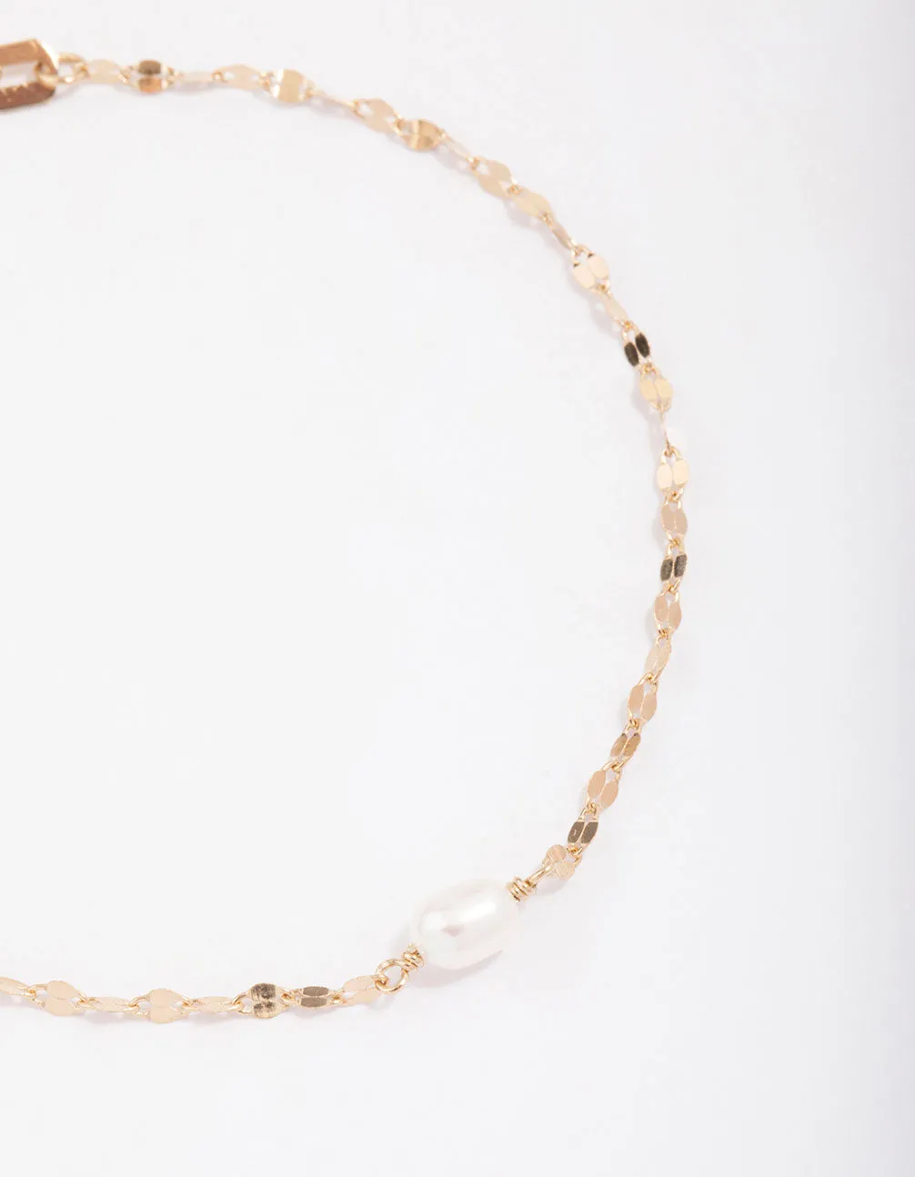 Gold Plated Sterling SIlver Freshwater Pearl Chain Bracelet sold by lovisa product image thumbnail 2