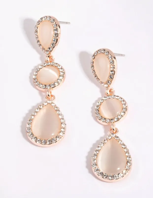 Rose Gold Teardrop Diamante Earrings sold by lovisa