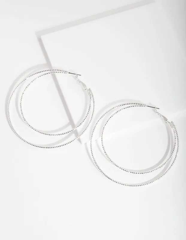Silver Fine Double Hoop Earrings sold by lovisa