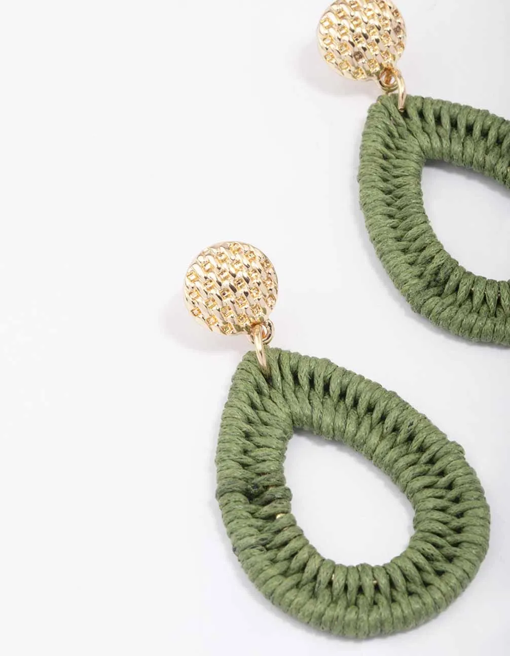Gold & Green Oval Raffia Stud Drop Earrings sold by lovisa product image thumbnail 2