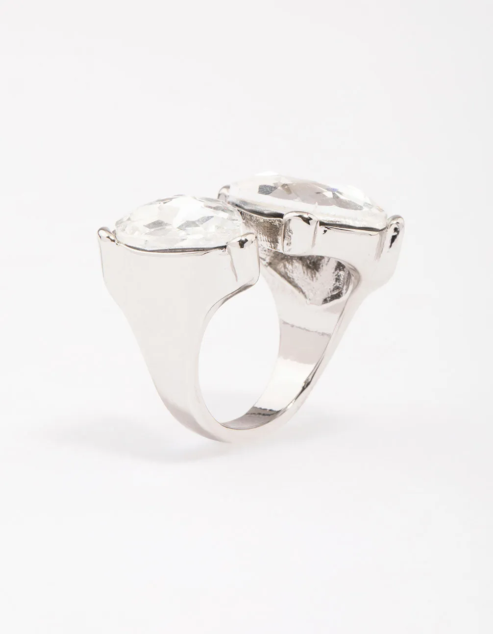 Silver Double Pear Crystal Ring sold by lovisa product image thumbnail 2