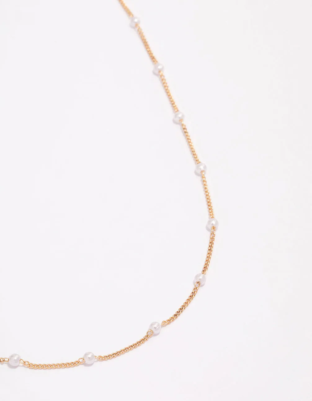 Gold Pearl Station Chain Necklace sold by lovisa