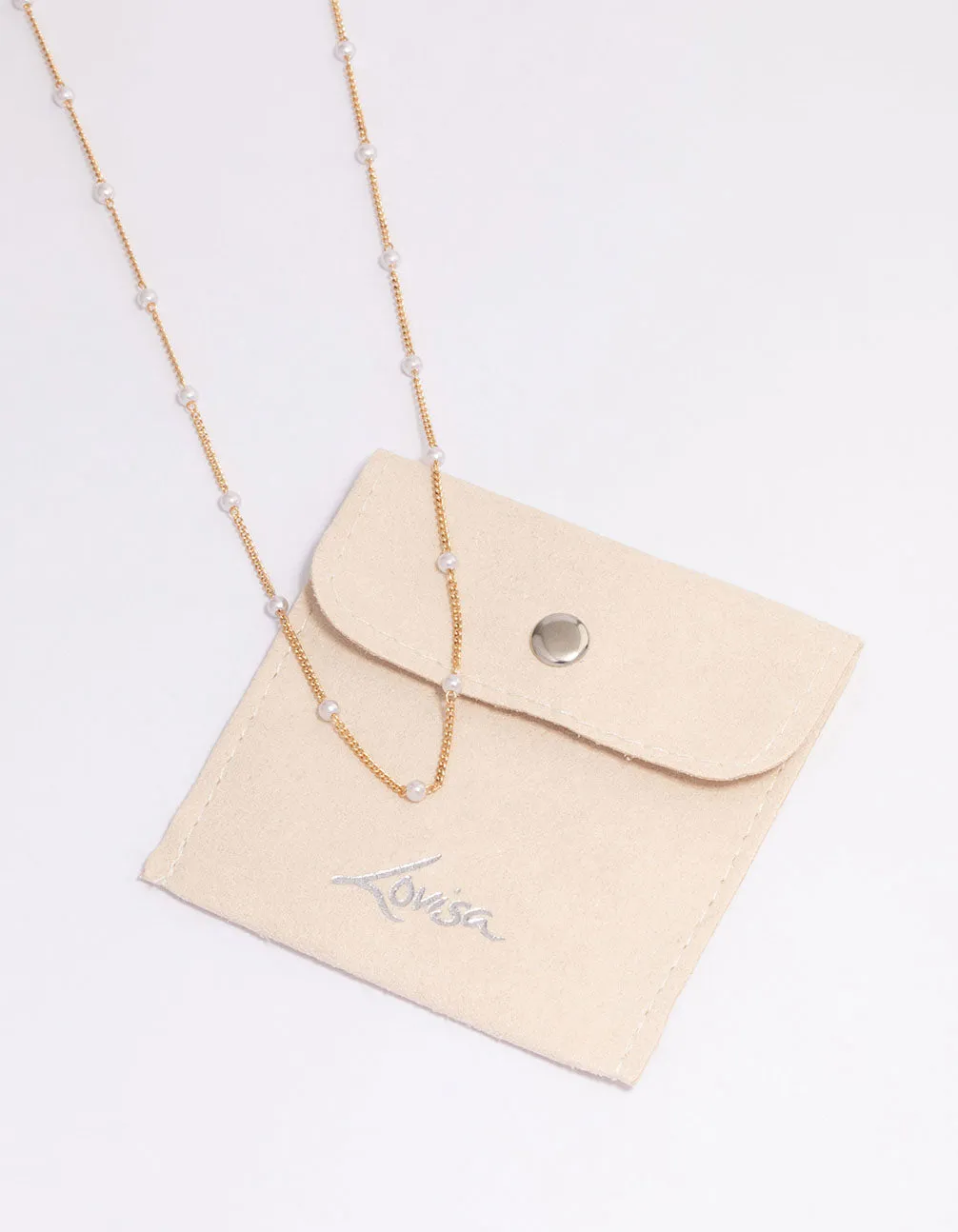 Gold Pearl Station Chain Necklace sold by lovisa product image thumbnail 2