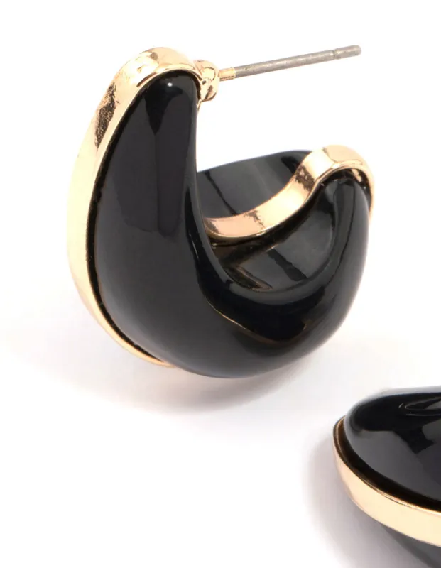 Black & Gold Teardrop Earrings sold by lovisa
