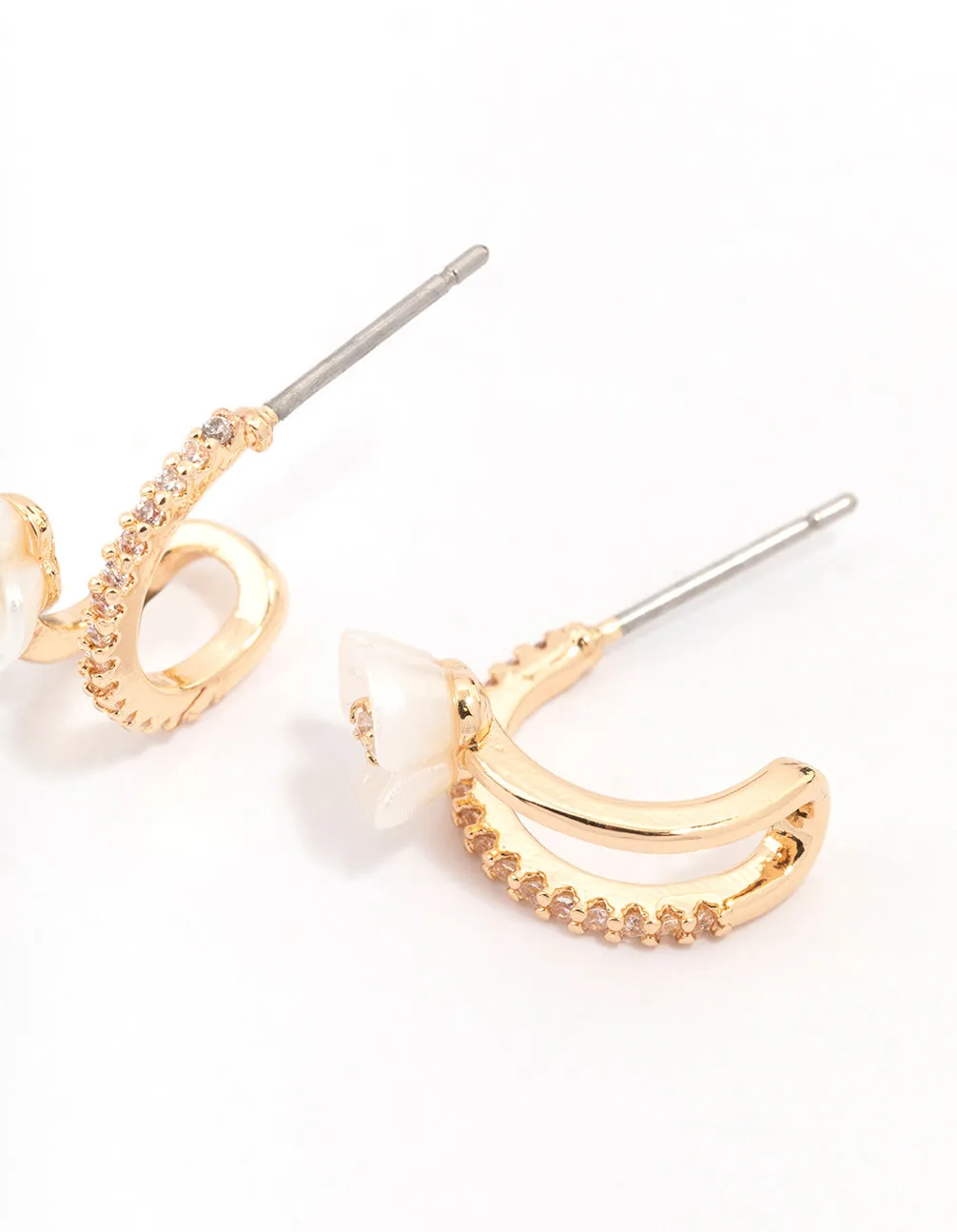 Gold Cubic Zirconia Flower Double Hoop Earrings sold by lovisa product image thumbnail 3