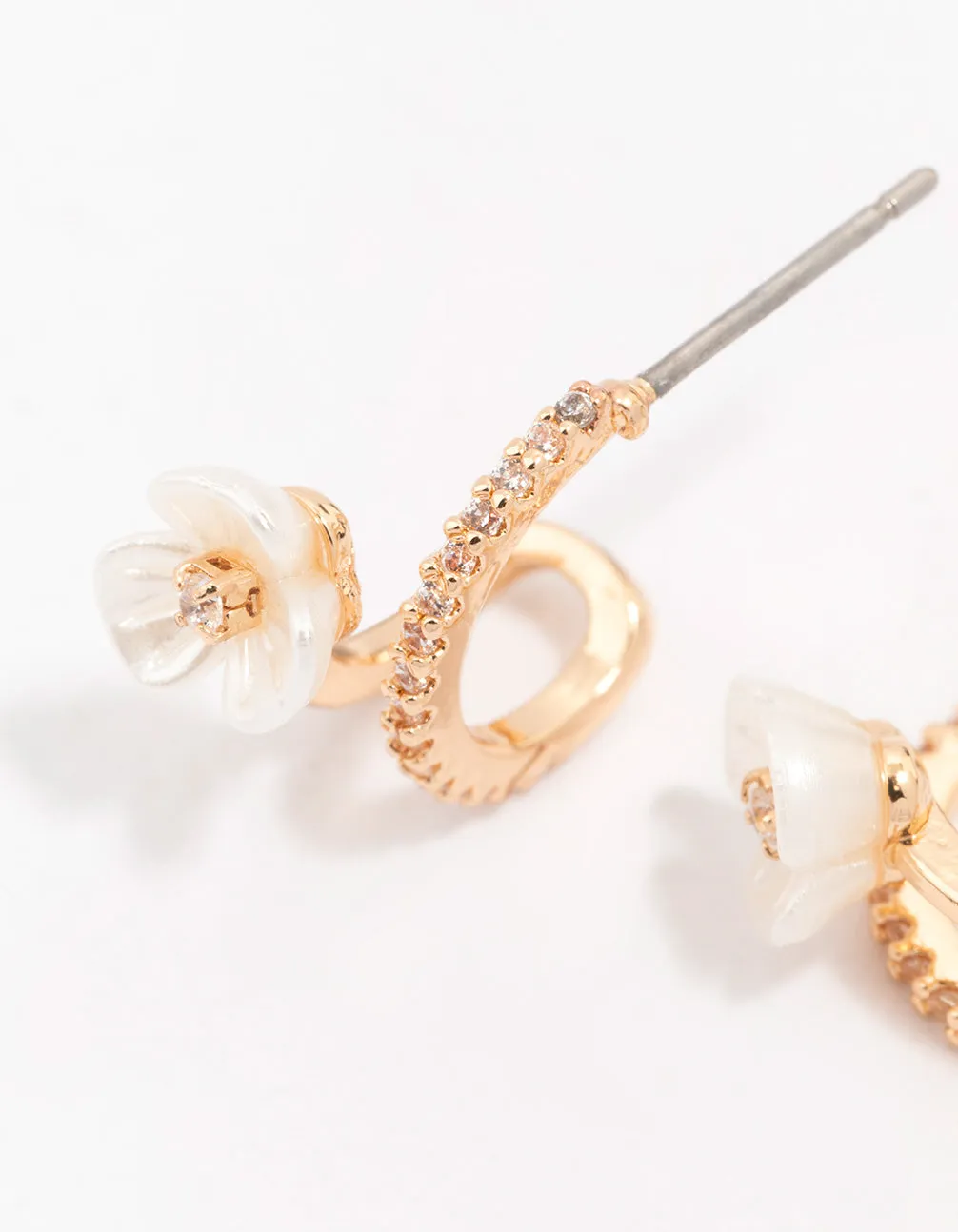 Gold Cubic Zirconia Flower Double Hoop Earrings sold by lovisa product image thumbnail 2