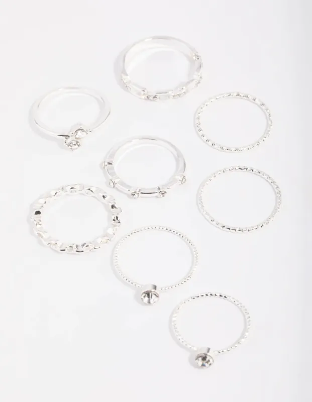 Diamante Chain Ring Stack Pack sold by lovisa