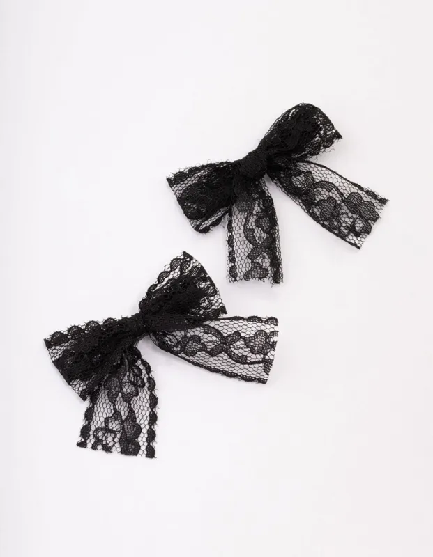 Black Lace Hair Bow Pack sold by lovisa