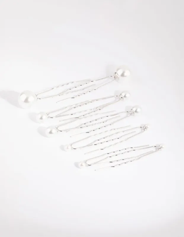 Silver Pearl Hair Pin Pack sold by lovisa