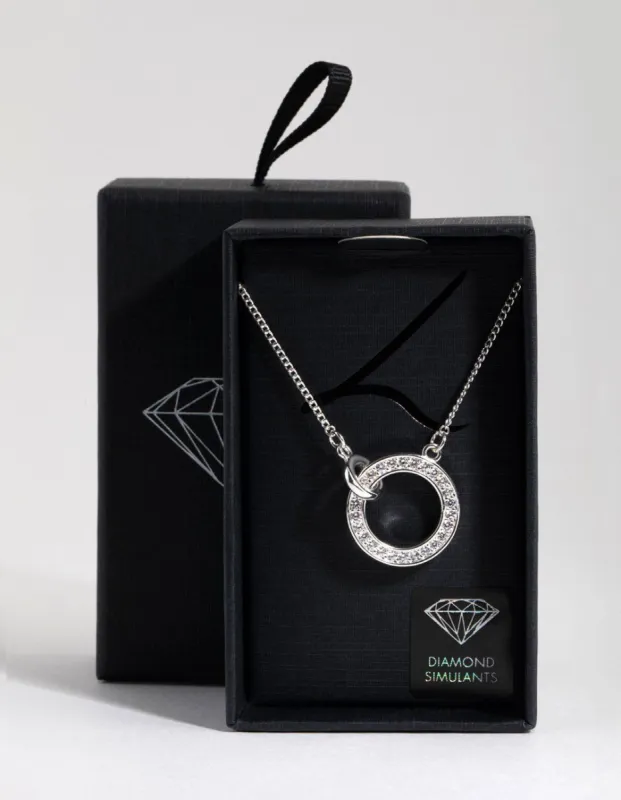 Silver Diamond Simulant Circle Link Necklace sold by lovisa