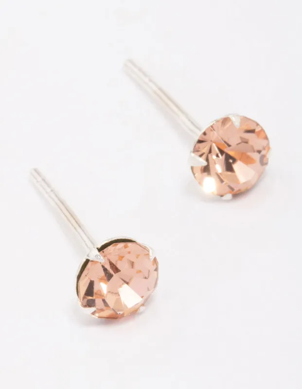 Sterling Silver Blush Czech Crystal Small Stud Earrings sold by lovisa