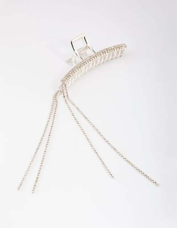Silver Waterfall Diamante Hair Claw sold by lovisa