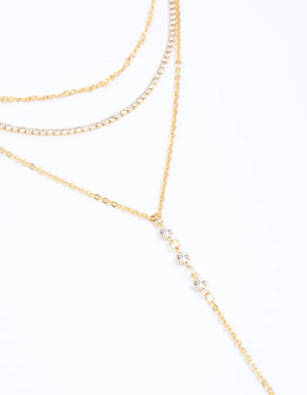 Gold Plated Cupchain Layered Y-Shape Necklace sold by lovisa