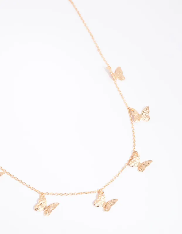 Gold Butterfly Station Necklace sold by lovisa