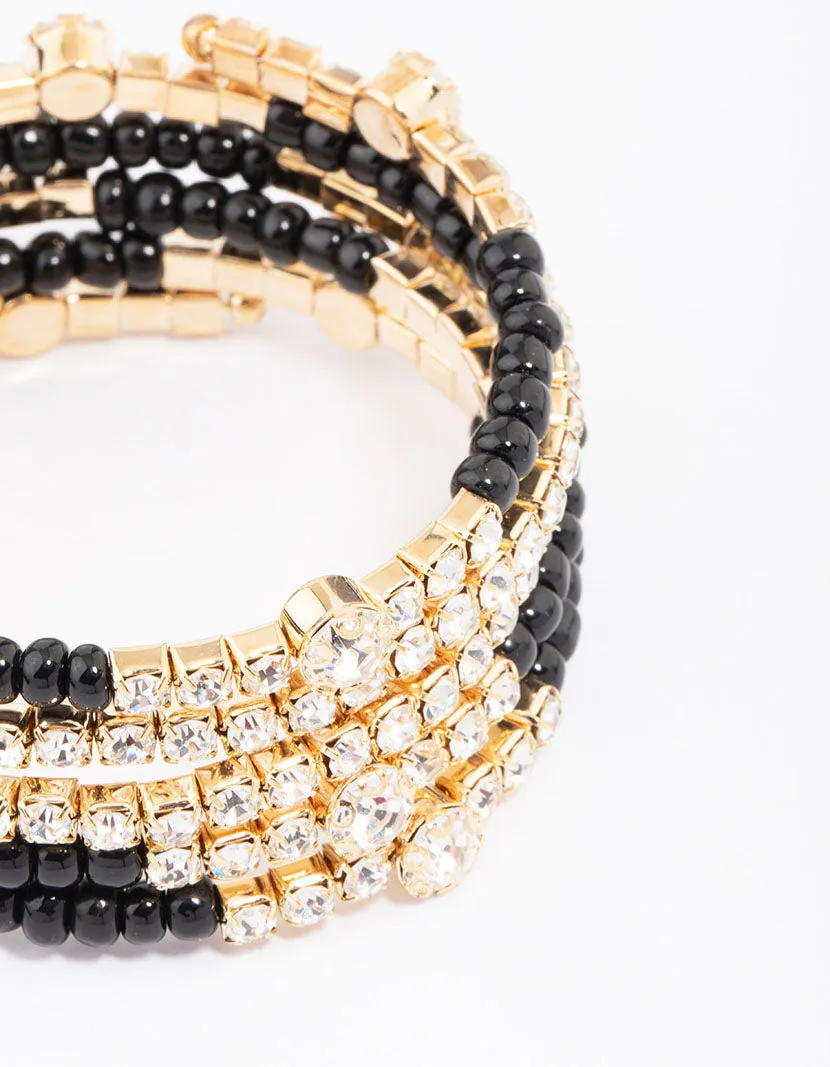 Black & Gold Wrapped Diamante Bracelet sold by lovisa product image thumbnail 2
