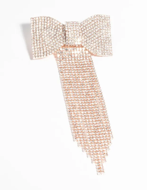 Rose Gold Crystal Bow Clip sold by lovisa