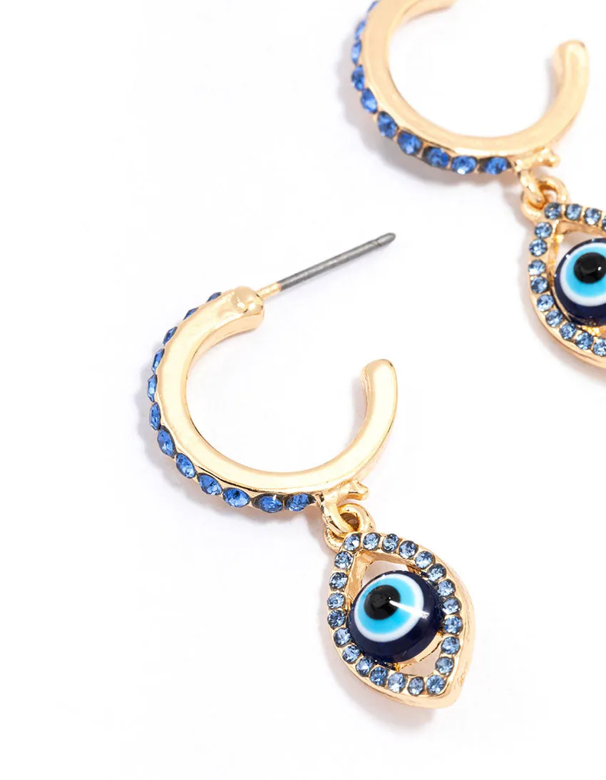 Gold Evil Eye Diamante Drop Earrings sold by lovisa product image thumbnail 2