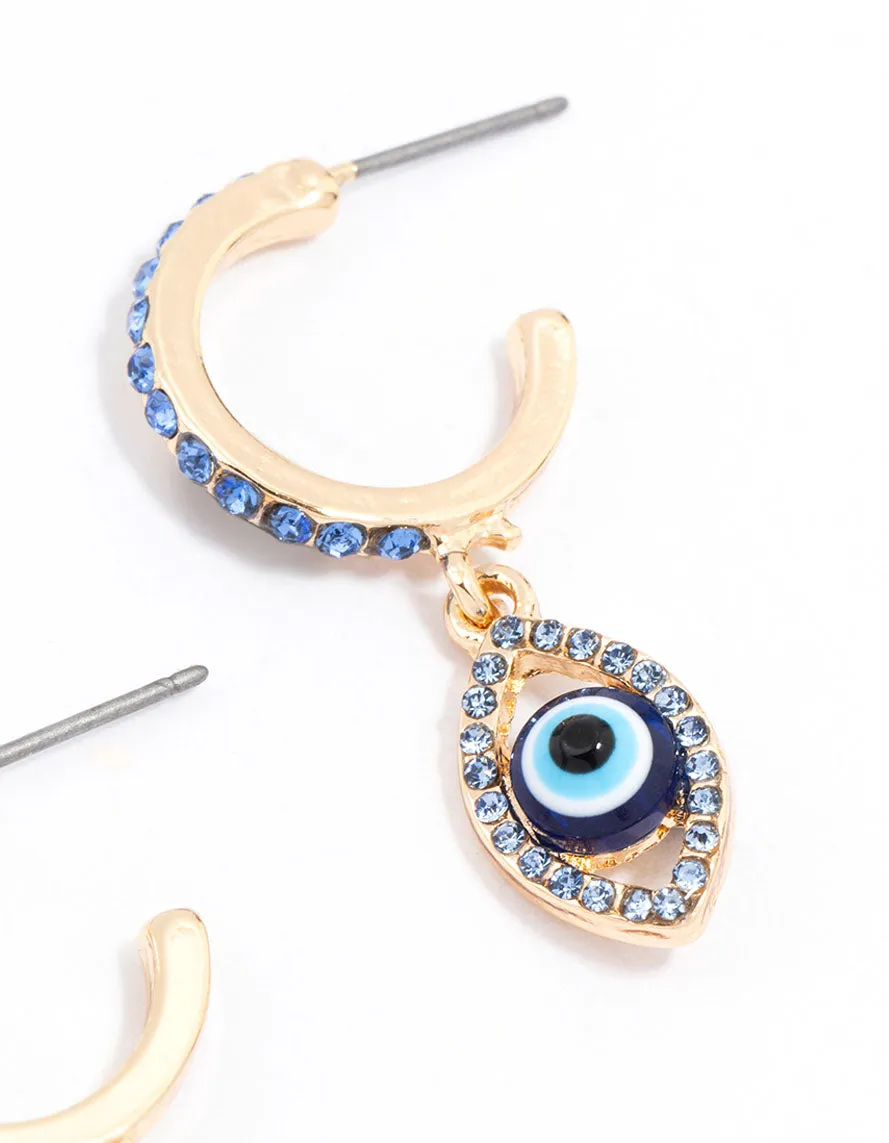 Gold Evil Eye Diamante Drop Earrings sold by lovisa product image thumbnail 3