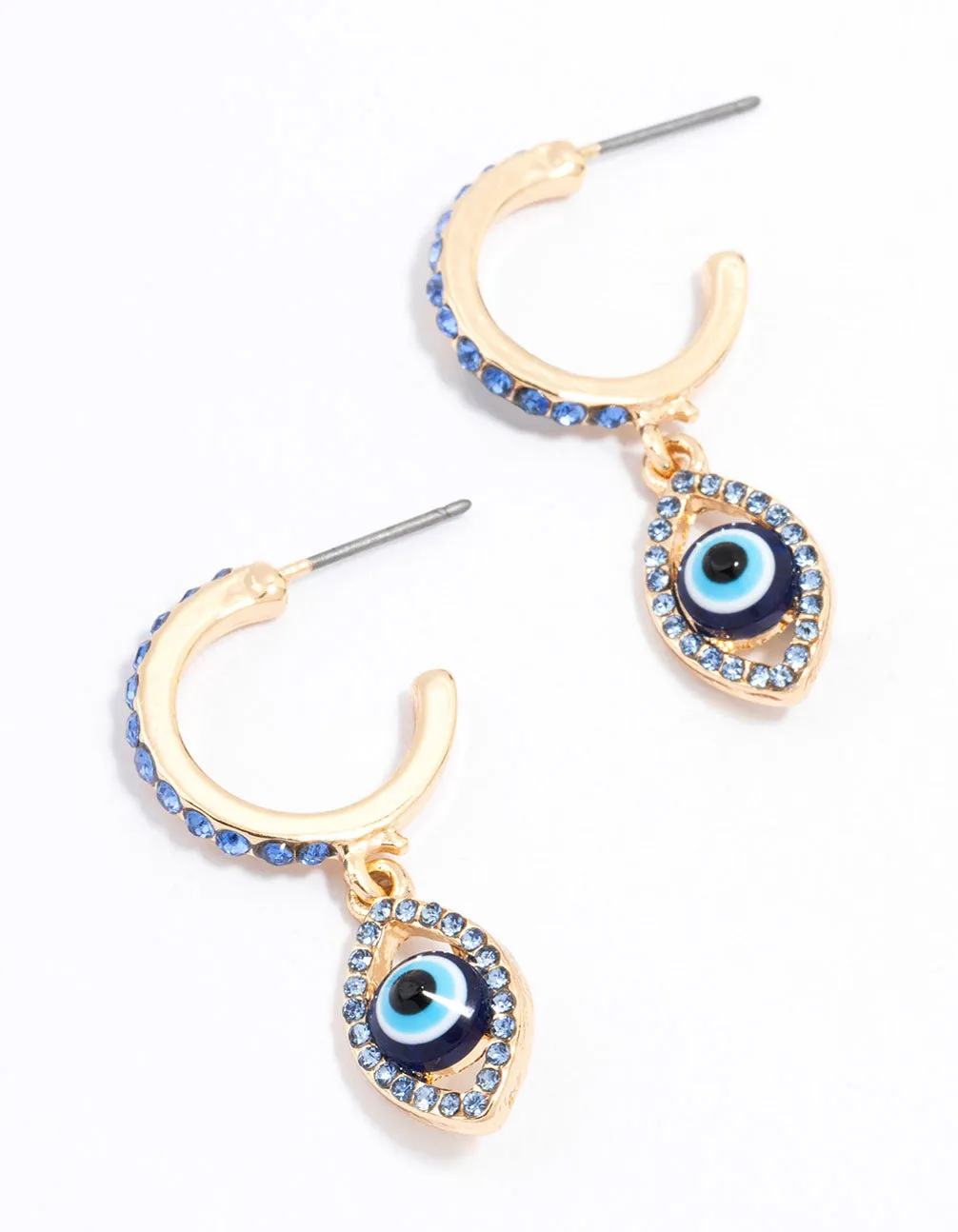 Gold Evil Eye Diamante Drop Earrings sold by lovisa