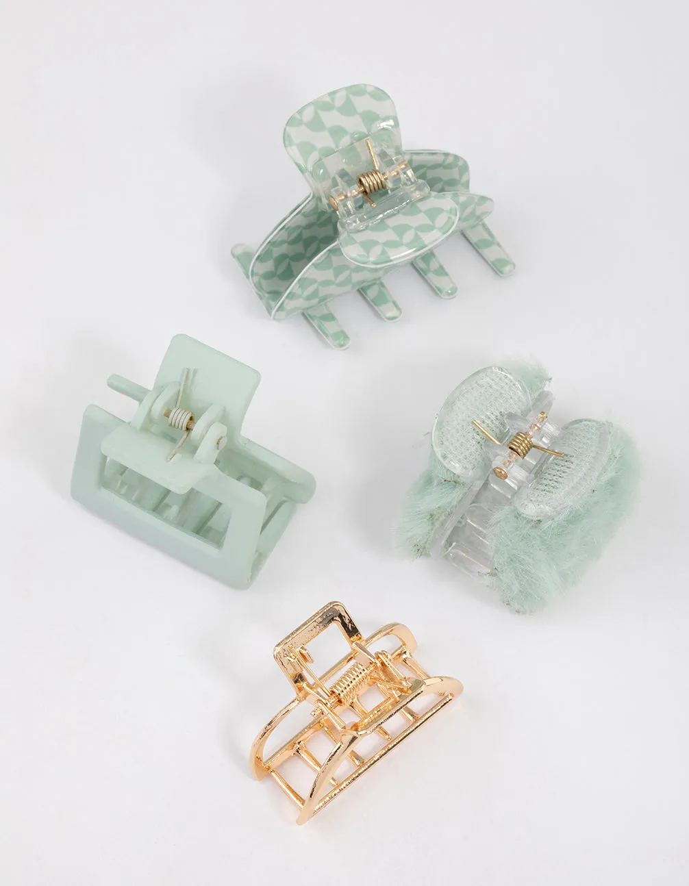 Mixed Green Fluffy Square Claw Clip 4-Pack sold by lovisa product image thumbnail 3