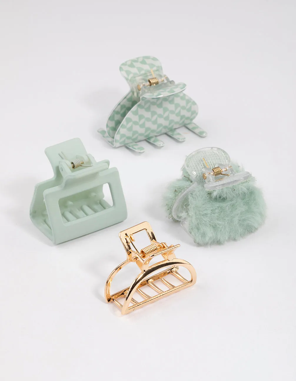 Mixed Green Fluffy Square Claw Clip 4-Pack sold by lovisa product image thumbnail 2