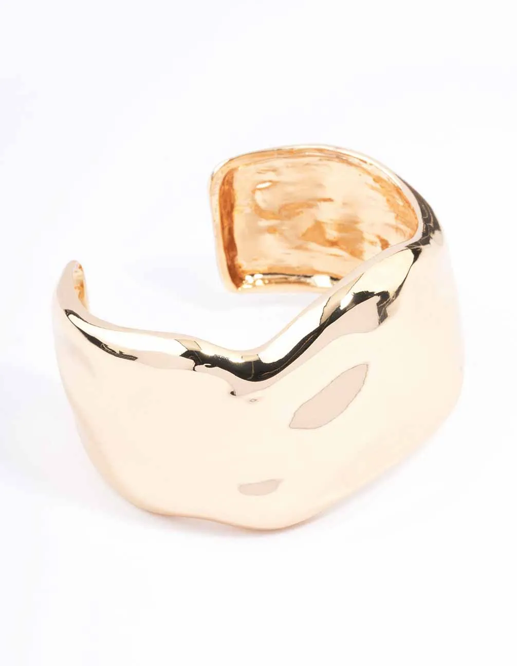 Gold Wide Molten Wrist Cuff sold by lovisa