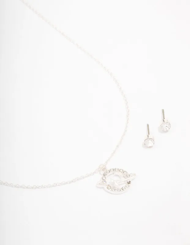 Silver Planet Diamante Jewellery Set sold by lovisa