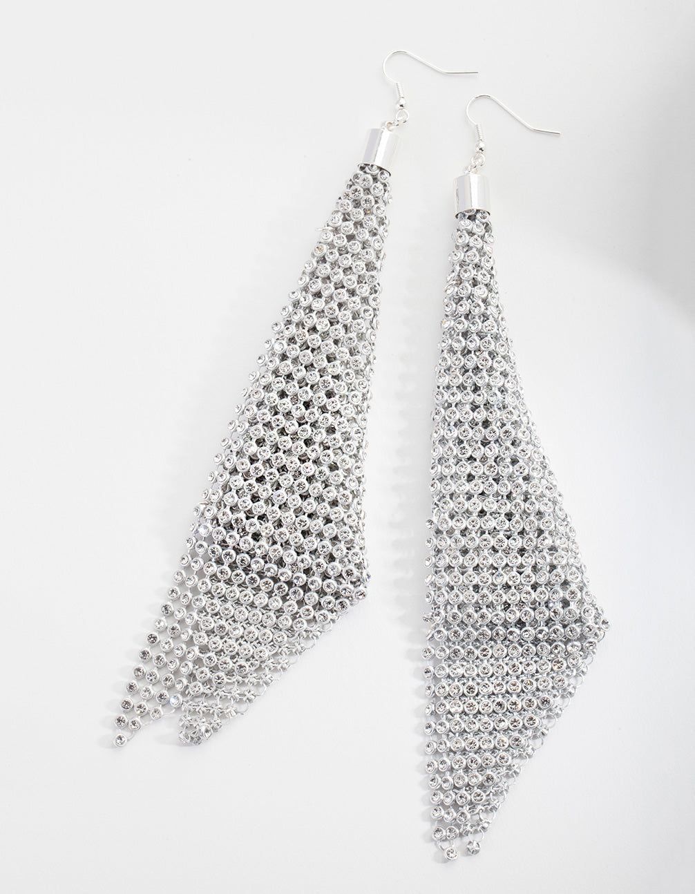 Silver Diamante Mesh Statement Earrings sold by lovisa